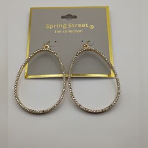 Spring Street Gold Teardrop Earrings with Rhinestones
